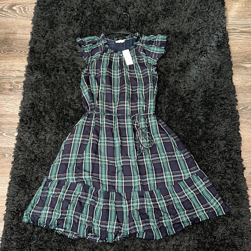 Loft blue & green plaid dress size 4